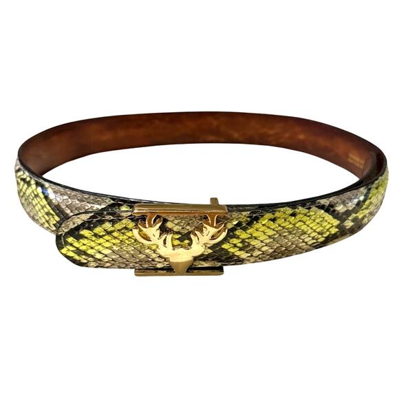 Taxidermy Python Logo Belt w/Dust Bag Sz. XS - Picture 1 of 7